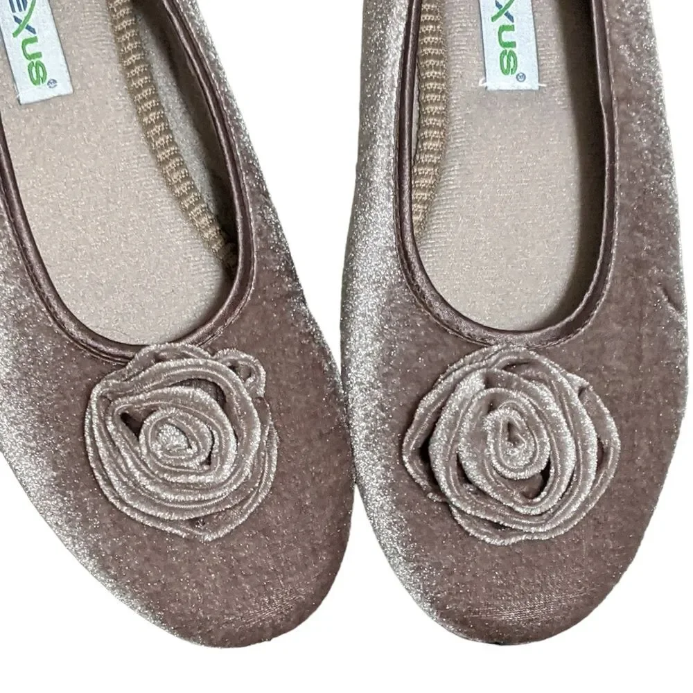 Flexus by Spring Step rose loud light grey velvet slipper ballet flat 38
